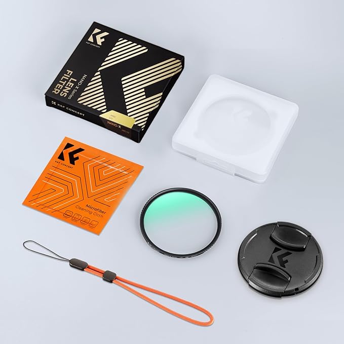 K&F CONCEPT 55mm MC UV Lens Protection Filter with Filter Cap Cleaning Cloth Optical Glass Ultra Slim 28 Multi-Layer Coatings Camera Lens UV Filter (Nano-X Series)