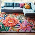 Handmade Wool Floral Area Rug for Living Room | Elegant Flower Garden Design, Soft, Thick and Durable | Bedroom, Dining Room & Home Decor Carpet (5' Round, Floral I)