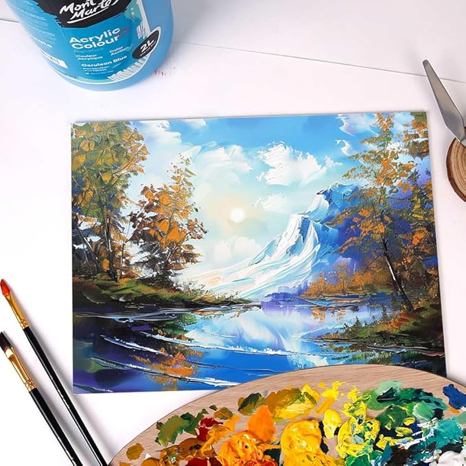Mont Marte Discovery School Acrylic, Lemon Yellow, 1/2 Gallon (2 Liter). Ideal for Students and Artists. Excellent Coverage and Fast Drying. Pump Lid Included.