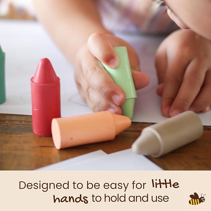 Honeysticks 100% Pure Beeswax Crayons (12 Pack) - Pastel Colored, Non Toxic Crayons, Safe for Babies and Toddlers, For 1 Year Plus, Made with Natural Beeswax and Food-Grade Colors, Eco-Friendly