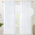 YoungsTex White Linen Semi Sheer Curtains 72 Inch Length 2 Panels for Living Room, Light Filtering Drapes Lightweight Window Treatments with Rod Pocket Back Tab for Bedroom, 42 X 72 Inch