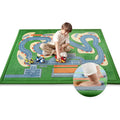 1.3" Thick Educational Baby Floor Play Mat 79x118, Basic Padded Memory Foam Kids Mat, Large Non-Slip Plush Playmat for Nursery Playroom Classroom (Race Track)