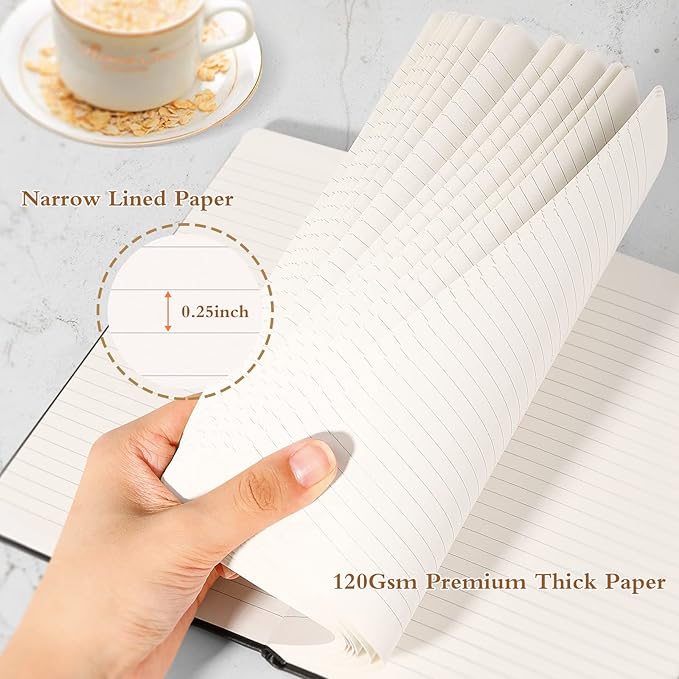 Huhuhero Notebooks Journal, Ruled Notebook, Premium Thick Paper Lined Journal, Black Hardcover Notebook for Office Home School Business Writing Note Taking Journaling, 5"×8.25" (6, Black)