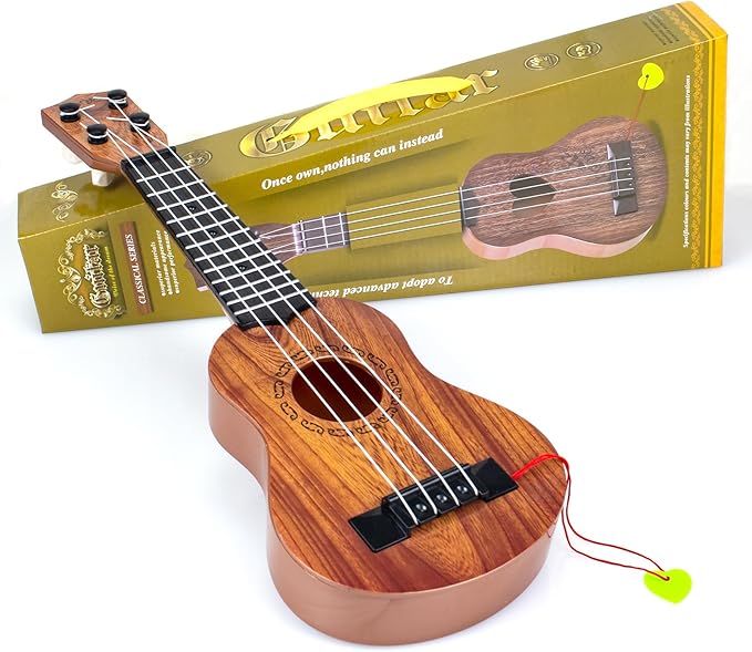 Kids Ukulele Guitar Toy, 17 Inch 4 String Classical Guitar Musical Toy for Baby Beginner Developmental Musical Instruments, Great Educational Learning Toy Gift for Toddlers Kids Birthday Christmas