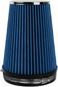 6" Inlet Cold Air Intake Filter Cone Replacement Performance Washable Clamp-On Dry Air Filters Blue (8" Tall)