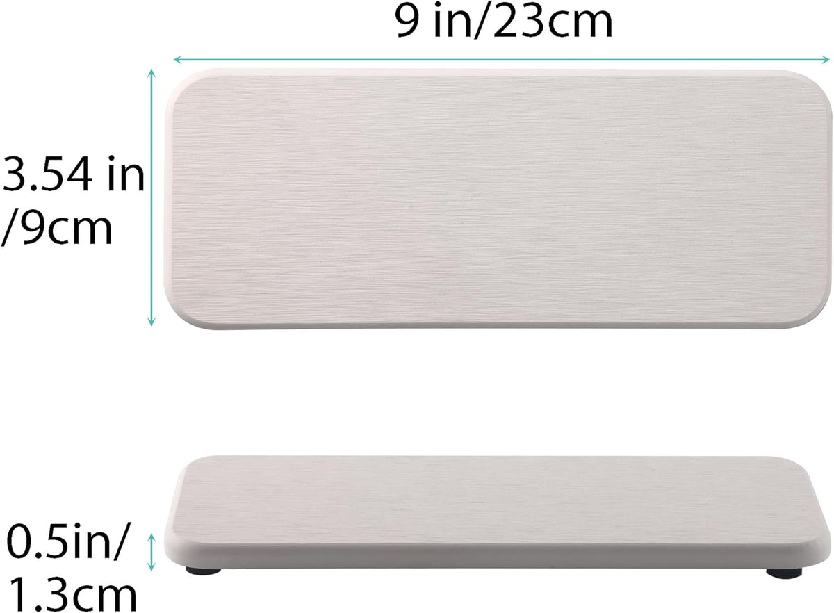 2 Pcs Water Absorbing Stone Trays, Kitchen/Bathroom Sink Soap Dish, Diatomite Tray Used for Hand Soap & Cosmetic Bottles in The Modern Home, 3.54" W x 9" L, White