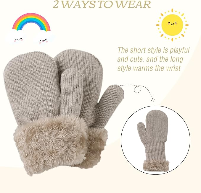 PESAAT Baby Girl Mittens Fleece Toddler Boy Mittens Warm Kids Winter Gloves Unisex Cold Weather Baby Gloves