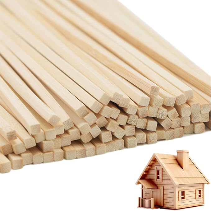 1/2 x 12 Inch 10 PCS Square Dowel Rods Wood Sticks Wooden Dowel Rods - Unfinished Bamboo Sticks - for Crafts,Home Decor, Model Making and DIYers