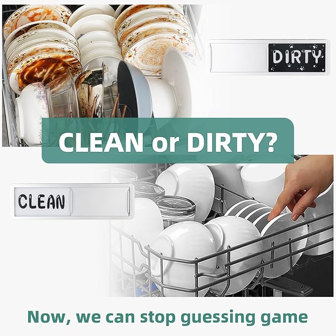 Dishwasher Magnet Clean Dirty Sign，Clean and Dirty Dishwasher Sign，Clean Dirty Magnet for Dishwasher，Dishwasher Clean Dirty Sign,Works for All Dishwashers，Dishwasher Accessories（Silver）