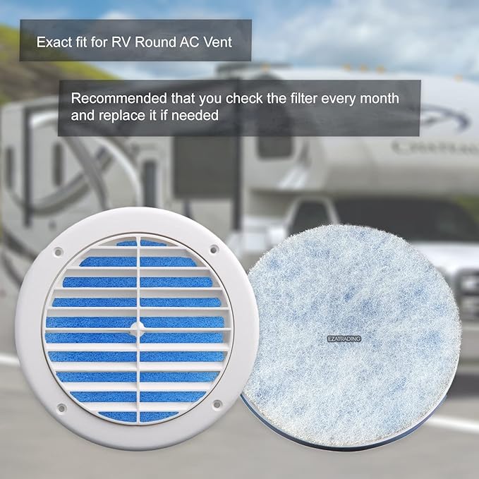 RV Air Conditioner Filter - 5.25" Round Air Duct AC Filter Replacement MERV 8 Air Filter (6 Pack)