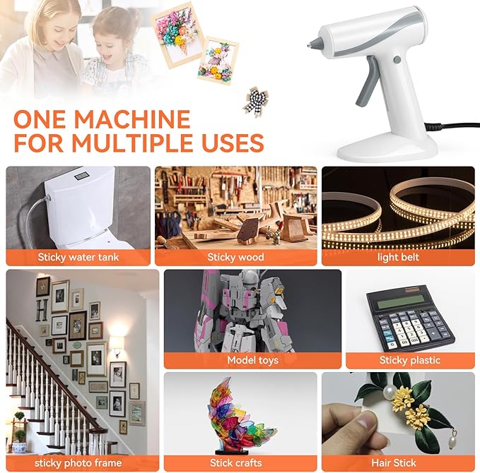 Mini hot glue gun Kit with 30 Glue Sticks, Hot Melt, High Temp for School Crafts DIY Arts and Quick Home Repairs (Orange Glue Gun)