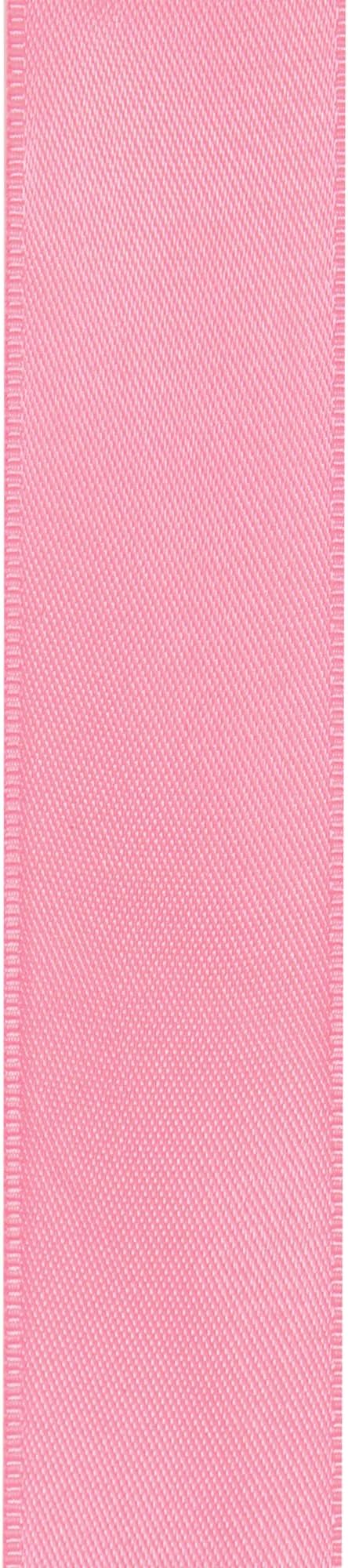 LIUYAXI Pink Stain Ribbon, 1" X Continuous 50 Yards, Double Faced Fabric Ribbon Perfect for Gift Wrapping Wedding Birthday Party Chair Sash Christmas Hair Floral Craft Sewing