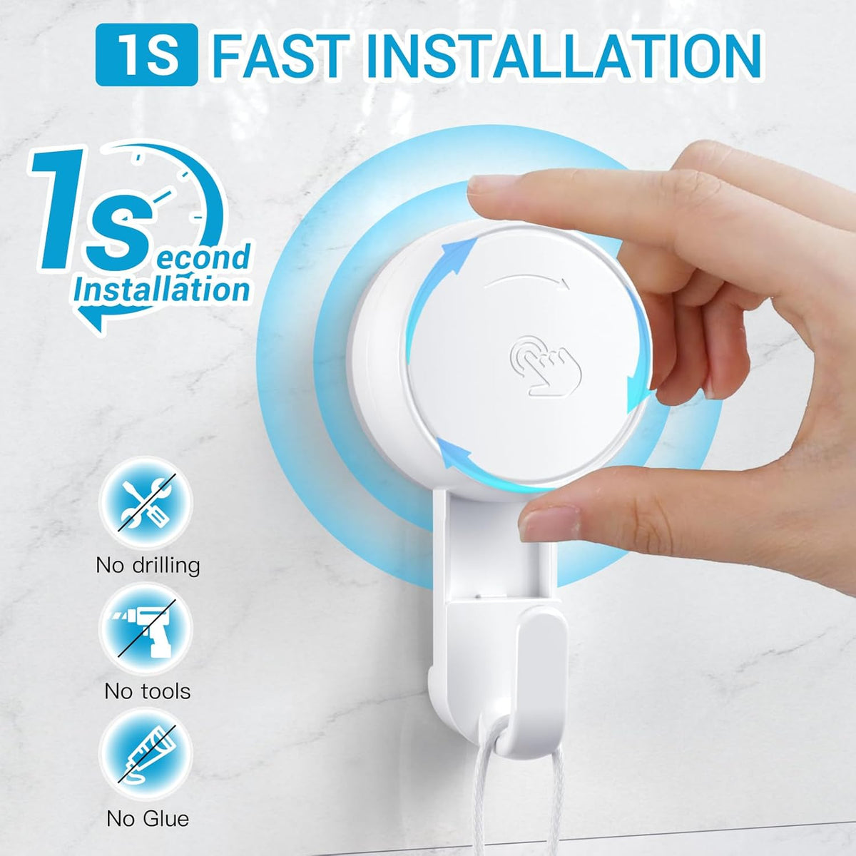 LUXEAR Suction Cup Hooks Reusable Suction Hooks for Shower Wall Vacuum Bathroom Suction Holder Removable Window Glass Door Suction Hanger for Bathroom Kitchen Heavy Duty Hook for Wreath (4 Pack)