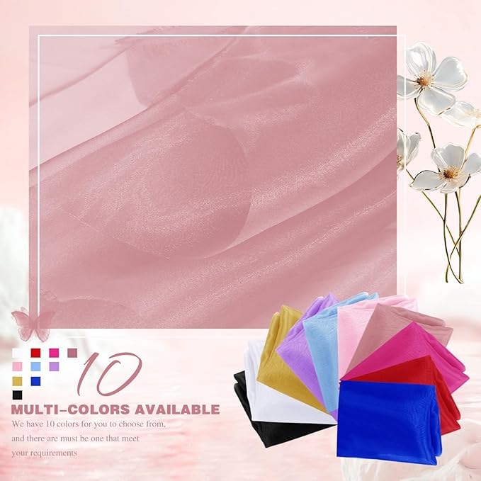 VACVELT Sheer Organza Fabric by The Yard, 60 Inch Wide Rose Gold Organza Fabric Bolt Bridal Sheer Tulle Fabric, Silk Organza Fabric Roll for Wedding Party Decorations Backdrop Curtain (10 Yards)