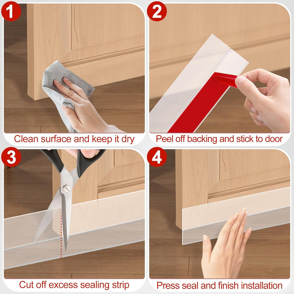 MYFAMIREA Door Weather Stripping 3IN (W) x 20FT (L) Door Draft Stopper Seal Tape Silicone Seal Strip Self Adhesive Shower Sweep Insulation Tape Side Bottom Strip for Sliding Glass Window Gap, Clear