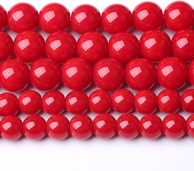 4MM 90PCS Red Glass Round Spacer Loose Beads for Jewelry Making 15 inches DIY Bracelet Necklace
