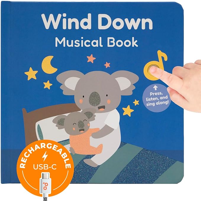 Cali’s Books Wind Down – USB-C Rechargeable Baby Book for Toddlers 1-3 | Expert-Designed Bedtime Musical Book with Gentle Activities and Affirmations for a Calming Nightly Routine