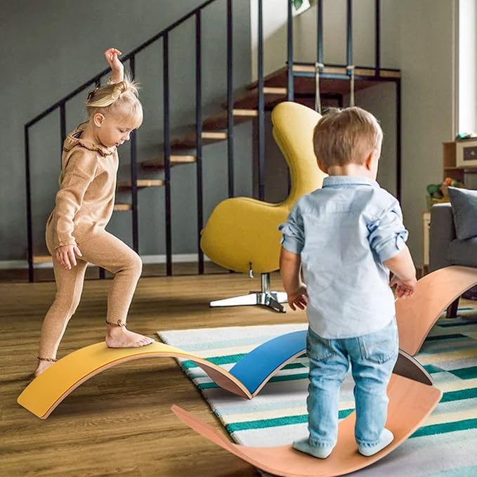 Wooden Balance Board Kids, 37" Natural Wobble Board Wooden Toys for Toddlers Kids & Adults, Birthday Gifts for 3 4 5 6 7 8 Year Old Boys Girls Kids, Open Ended Montessori Waldorf Learning Toy