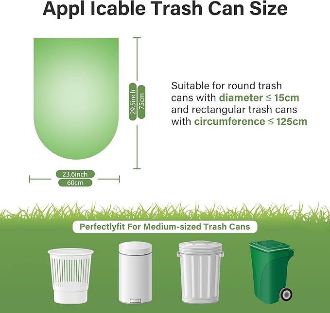 Compost Bags, 13 Gallon, 50Liter, Extra Thick 1.1 Mils, Compostable Food scrap waste bags with US BPI ASTM D6400 and Europe OK Compost Home Certified