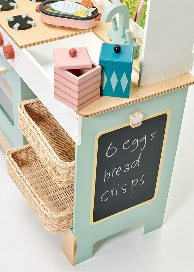 Tender Leaf Toys - Mini Chef Kitchen Range- Wooden Pretend Play Kitchen Set Develops Social, Creative and Imaginative Skills, Gender-Neutral - Age 3+