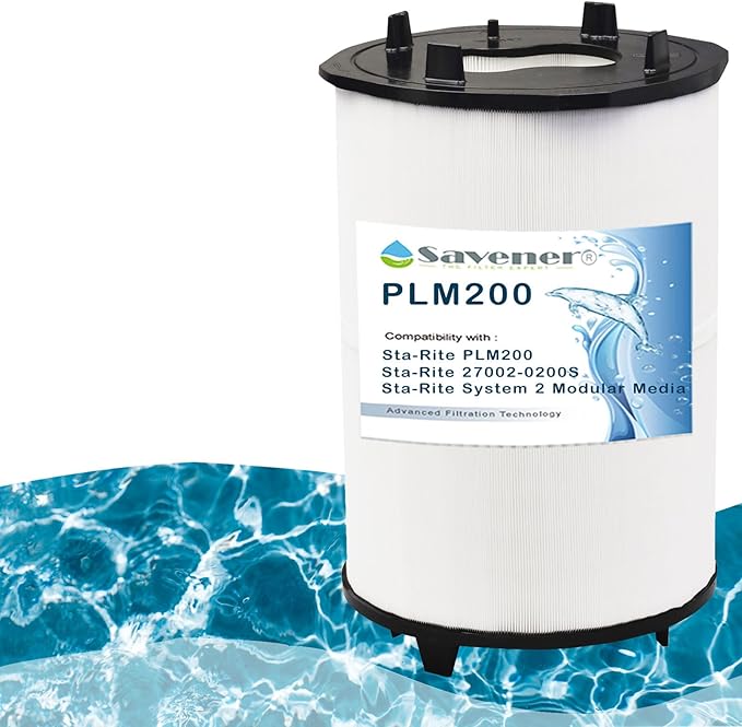 Savener® 27002-0200S Pool Filter Cartridges, Replaces Sta-Rite 27002-0200S Pool and Spa D.E. Filter, Compatible with Sta-Rite PLM200 and System 2 Modular Media, with Air Bleed Assembly, 200 Sq. Ft