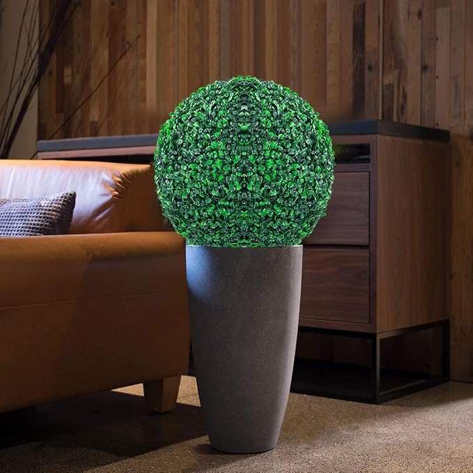 Sunnyglade 2 PCS 7 inch 4 Layers Artificial Plant Topiary Ball Faux Boxwood Decorative Balls for Backyard, Balcony,Garden, Wedding and Home Décor (7 inch)