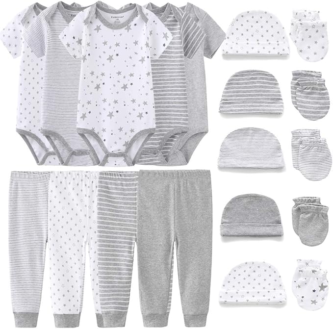 Kiddiezoom Unisex Baby Layette Essentials Giftset Clothing Set 19-Piece For Newborn Baby