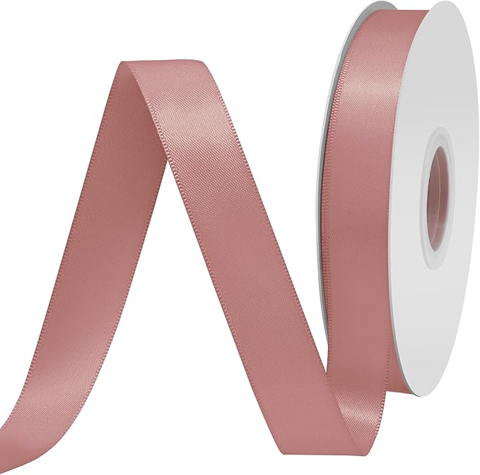 Dusty Pink Satin Ribbon 3/4" X 50 Yards Solid Color Double Faced Ribbons Perfect for Crafts Wedding Decor Bow Making Arts Sewing and More
