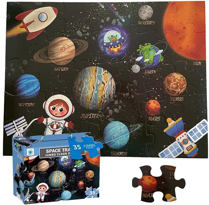 Jumbo Floor Puzzle for Kids, Large Jigsaw Puzzles 35 Piece for Kids Ages 3-5,Preschool Learning & Education Toys, Gifts for 4-8 Year Old Boys and Girls (Solar System Planet)