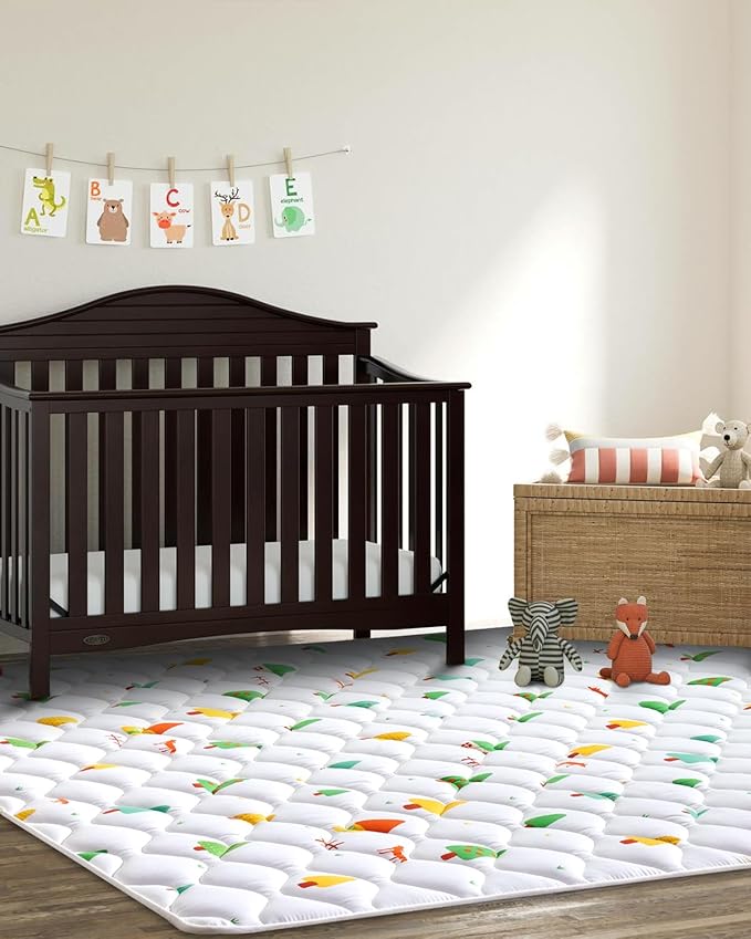 Odorless Premium Foam Baby Play Mat 79" x 71", Soft Microfiber Fabric Crawling Mat for Floor- Comfortable and Hypoallergenic, Non-Slip Cushioned Floor Playpen mat for Infants,Babies,Toddlers