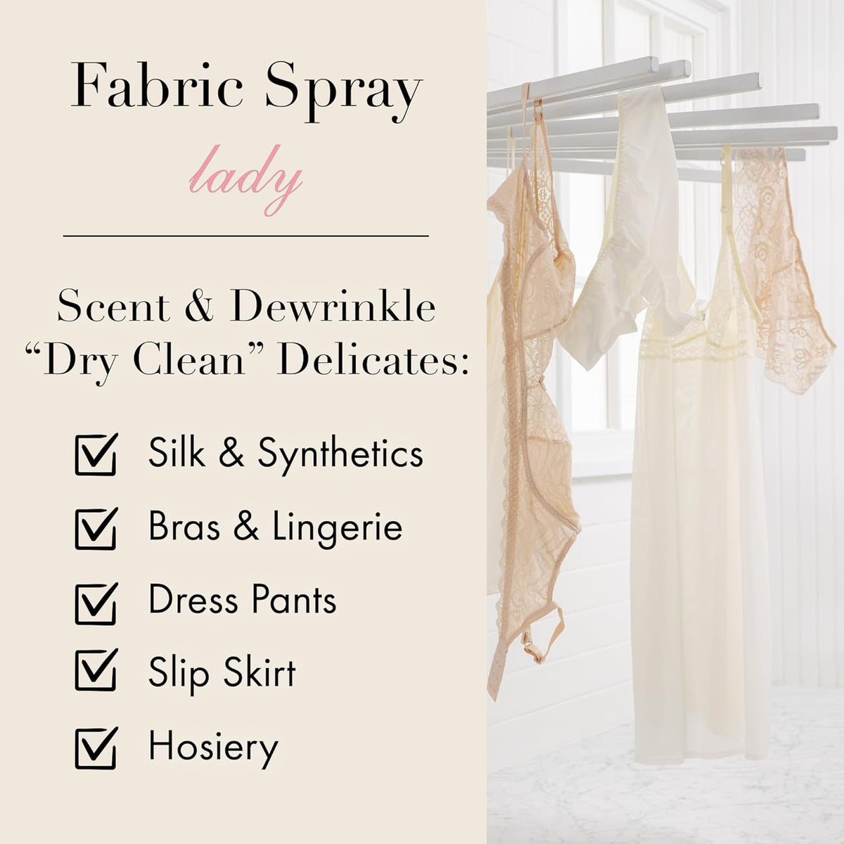 The Laundress Delicate Fabric Spray, Wrinkle Release Spray, Upholstery and Linen Spray, Silk & Lingerie Refresher, Lady Scent, Citrus, Rosewood, Musk, 8 Fl Oz