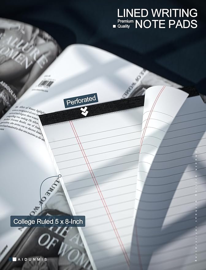 10 Pack Legal Pads Writing Pad 5x8 Inch Lined Writing Note Pads Grocery List Notepad Narrow Ruled Writing Pads 5x8 White Small Legal Pad 30 Sheets To Do Notepad 80GSM Paper for School, College, Office
