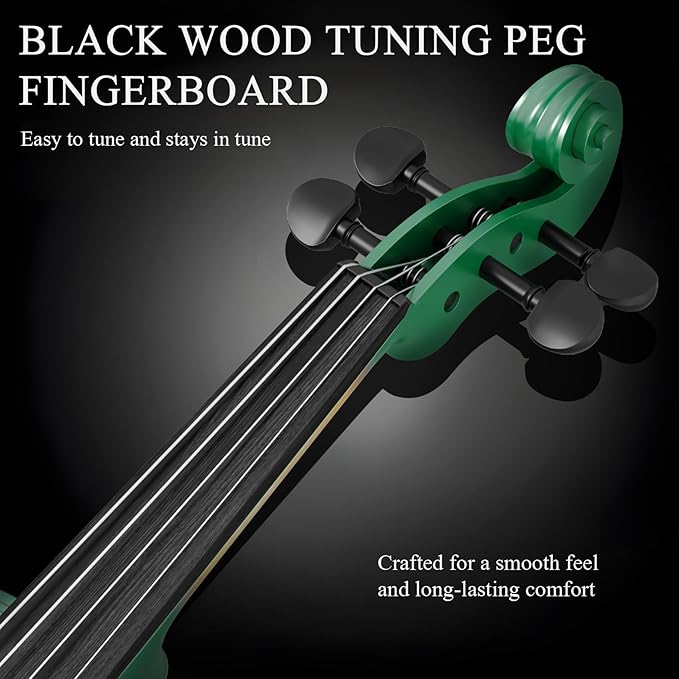 4/4 Beginner Violin Kit for Adults, Complete Full Size Violin Set with Portable Case, Bow, Rosin, Green
