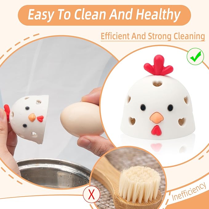 2PCS Silicone Egg Cleaner for Fresh Eggs, Egg Washer for Fresh Eggs, Egg Scrubber for Fresh Eggs, Reusable Cleaning Tools for Chicken Coop Accessories Cute Easter Gifts (White + Brown)