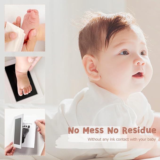 Inkless Baby Hand and Footprint Kit,Clean-Touch Ink Pad Kit,Safe No Mess Printing Infant Hand Foot Stamp,1 Pack Newborn Inkless Print Pads Best Keepsake or Gifts for Family