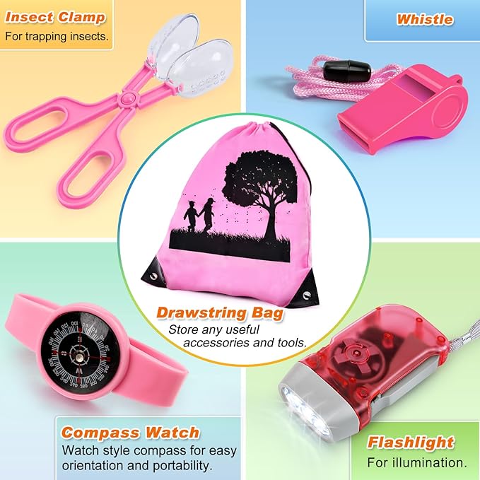 Bug Catcher Kit & Outdoor Explorer Kit for Kids, 10 Pcs Bug Catching Kit with Toy Cage, Backpack, Flashlight, Manifying Glass, Toy Net, Outdoor Exploration Toys Gift for Boys Girls 3-12