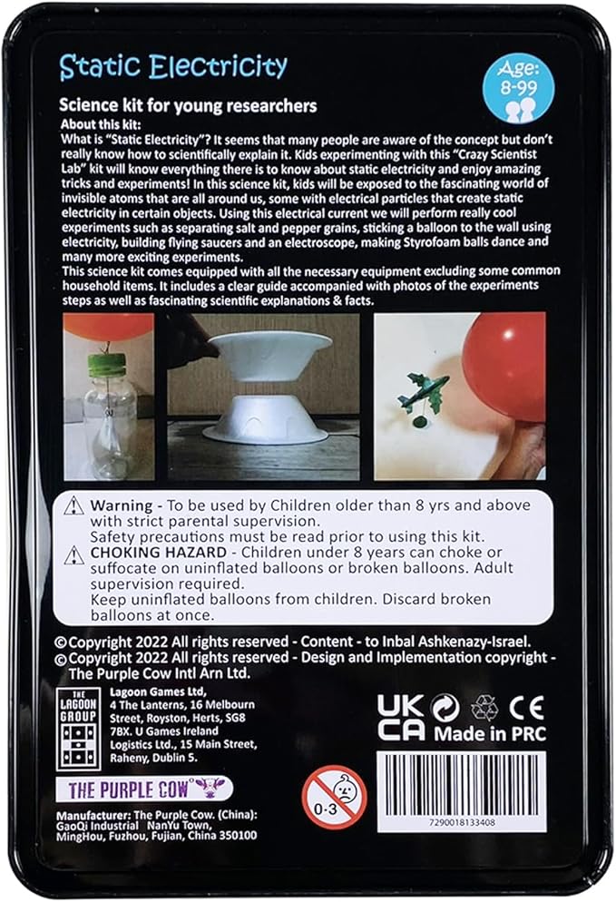 The Purple Cow Crazy Scientist Static Electricity - Science Kits for Young Researchers. for Learning & Education - STEM Educational Games for Kids, Boys & Girls, with Instructions