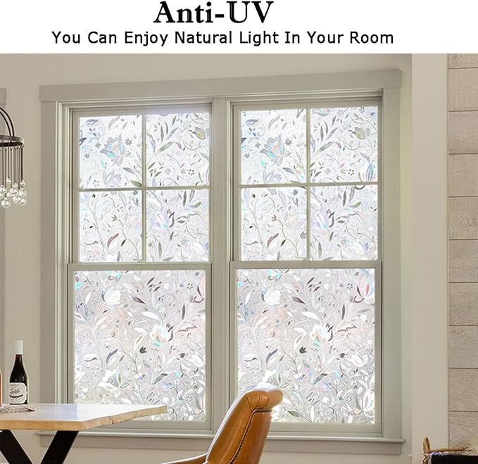 Kromapolis Window Film, Window Privacy Film, Vinyl Glass Covering, Stained Glass Decorative Film, Window Film Privacy Frosted, Static Window Clings, Non-Adhesive, No-Glue (45.2 x 157.4 inch)
