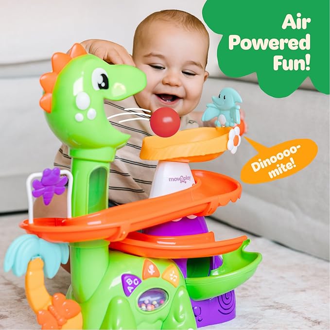 Move2Play, Air-Powered Dinosaur Ball Popper | 30+ Songs, Sayings, & Lights | Baby & Toddler Toys Ages 6 7 8 9 10 12+ Months | Boy & Girl Gift for 1, 2+ Year Olds | Birthday Present