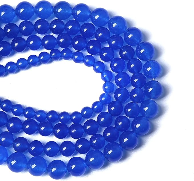 12MM 32PCS Deep Blue Chalcedony Natural Stone Loose Beads for Jewelry Making DIY Bracelet
