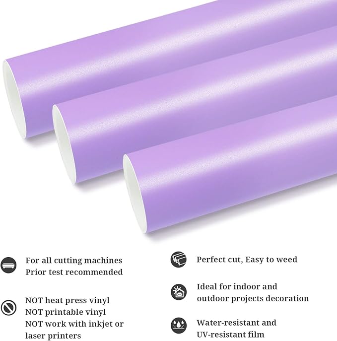 TECKWRAP Permanent Adhesive Vinyl 12" x 10ft, Matte Lavender Purple