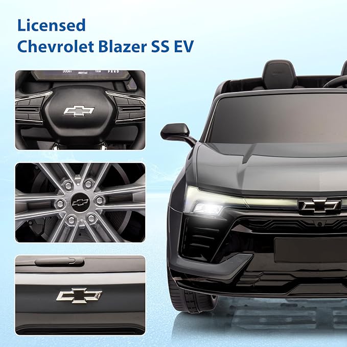Hetoy 24V 2-Seater SUV Licensed Chevrolet Blazer Ride On Car Toy w/Parent Remote Control, 3 Speeds, Wireless Music, MP3 Player, Electric Car for Kids Ages 3-8, Grey