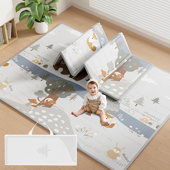 Fodoss Baby Play Mat, 59x71inch Play Mat, 0.4 in Thick Foam Play Mat, Waterproof,Free from BPA, PVC, Phthalates, Playmat for Babies, Foldable Play Mat forBabies, Large Infant Playmat
