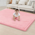 ACOMOPACK Baby Play Mat for Floor 1.3" Thick Memory Foam Play Mat 79"×157 Tummy Time Crawling with Non-Slip Bottom for Living Room,Nursery,Soft Velvet Playpen Mats for Kids,Infants（Pink）
