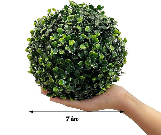 Sunnyglade 2 PCS 7 inch 4 Layers Artificial Plant Topiary Ball Faux Boxwood Decorative Balls for Backyard, Balcony,Garden, Wedding and Home Décor (7 inch)