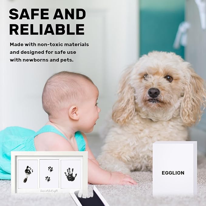 Inkless Baby Hand and Footprint Kit with Mess-Free Ink Pad – Baby Safe Ink Pad for Hand, Foot & Paw Prints – Newborn Footprint & Paw Print Kit for Dogs and Cats – 16 Cards(Jet Black, Jumbo)