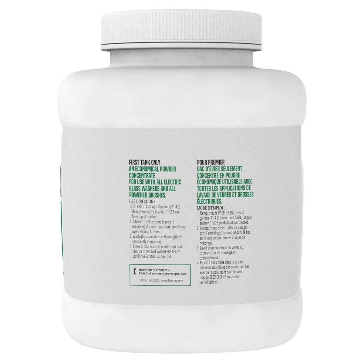 Diversey Glass Cleaner, Unscented, Powder, 4 Lb. Container