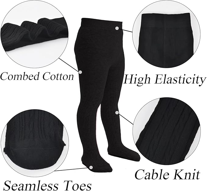 Mini angel Baby Tights Toddler Girl Tights Seamless Cable Knit Leggings Soft Cotton Stockings Pantyhose 3/4/5 Pack