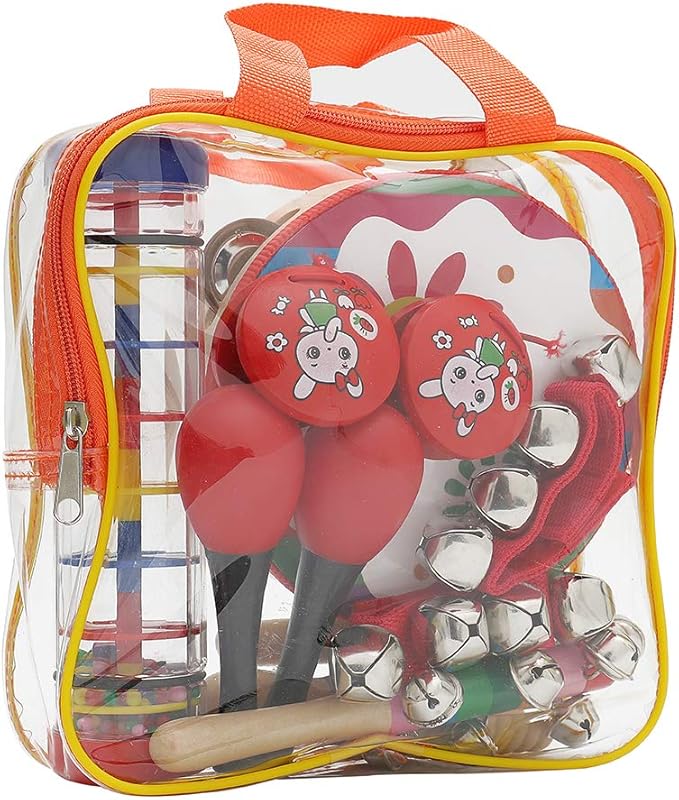 Kids Musical Instruments Toys Set: Baby Music Toys Montessori Percussion for Toddlers - Preschool Educational Musical Toys Set for Boys and Girls with Storage Bag (Red)