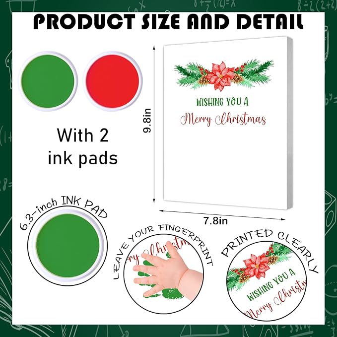 SHLINCO Handprint Keepsake DIY Kit, Baby's First Christmas Keepsake, Winter Decoration, Family Footprint Art for Kids, 7.8x9.8 Inch Canvas, Suitable For Desktop Wall Ornaments